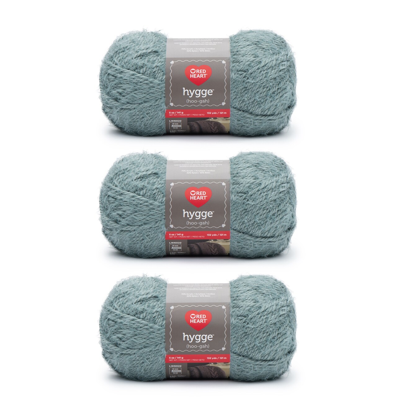 Red Heart Hygge Aloe Yarn - 3 Pack of 141g/5oz - Acrylic Nylon Blend - 5 Bulky - 132 Yards - Knitting/Crochet